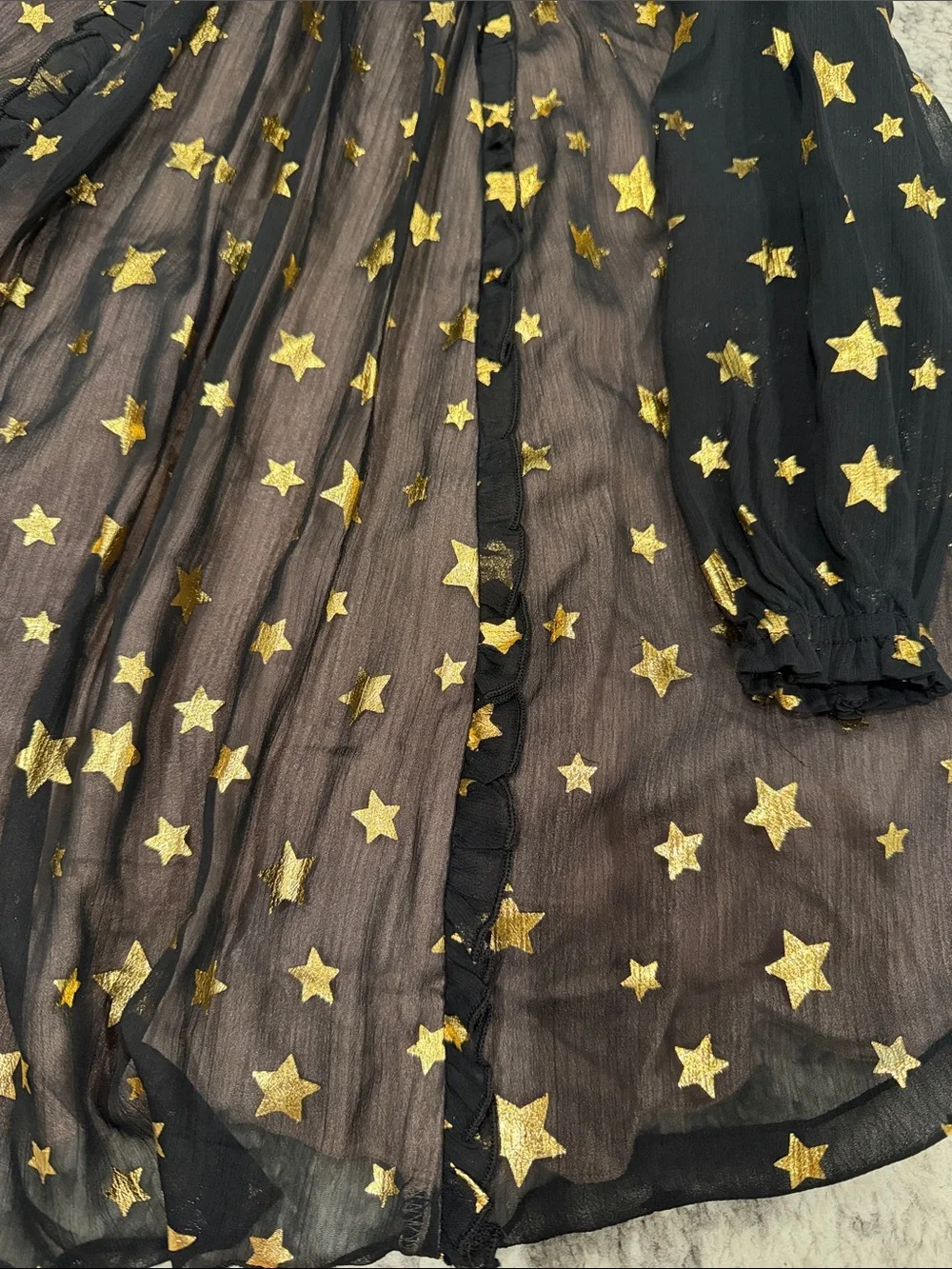 Kate Soade navy/Black Sheer Star Print Tunic with Gold Stars